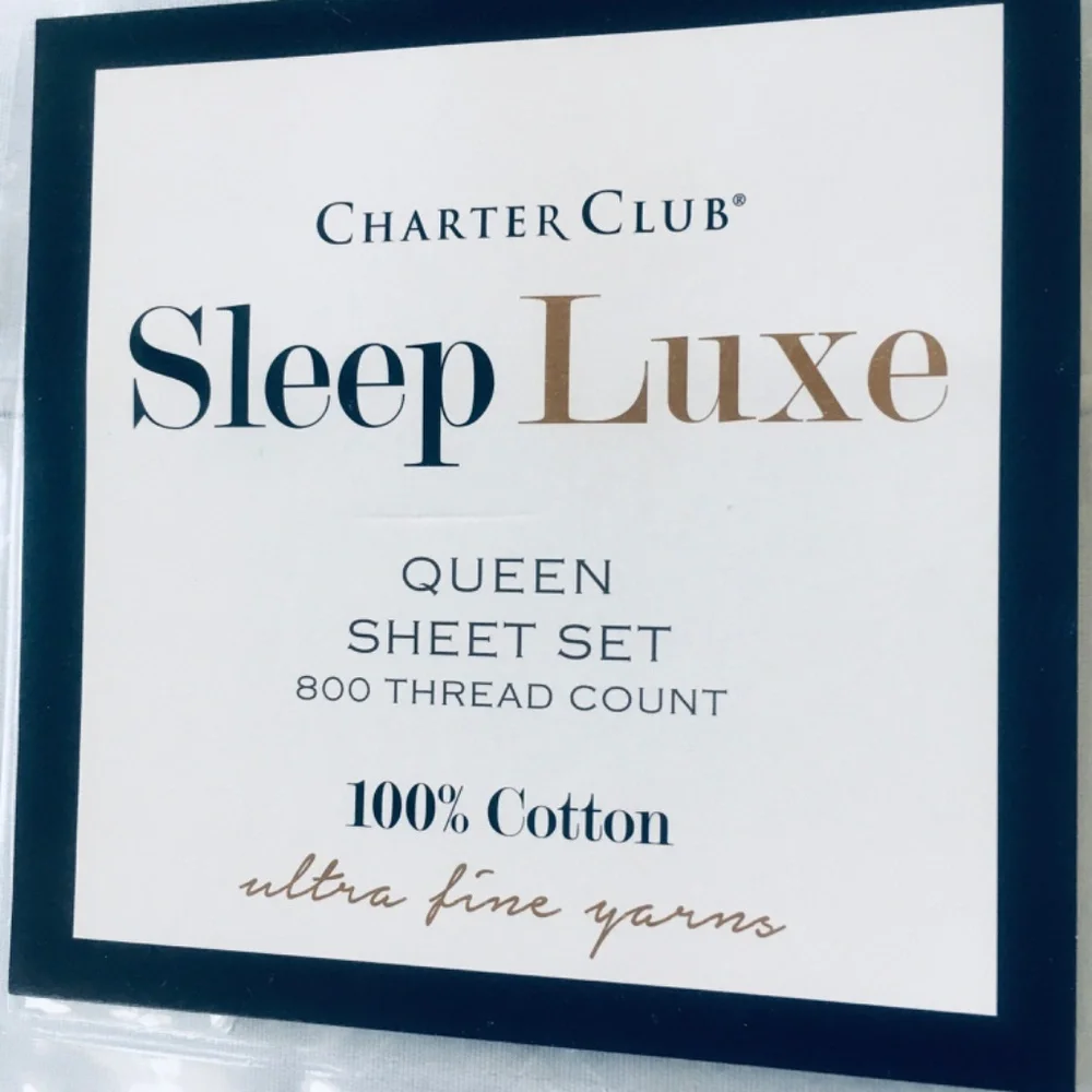 new POOL BLUE Charter Club Sleep Luxe 800 TC 100% Cotton Sateen QUEEN Sheet Set